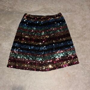 Multicolor Sequin Mini Skirt - Striped Sparkle